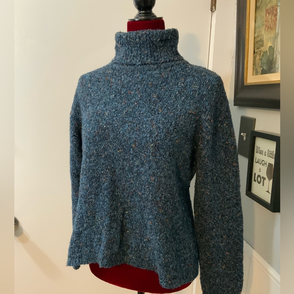 Blue variegated sweater size M/L turtleneck